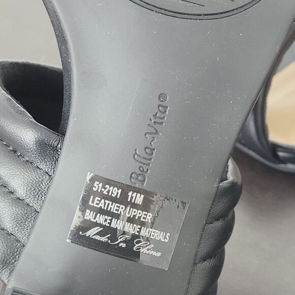 NEW Bella-Vita Georgette Womens 11M Black Leather Slide Sandals 4PT - Picture 7 of 9